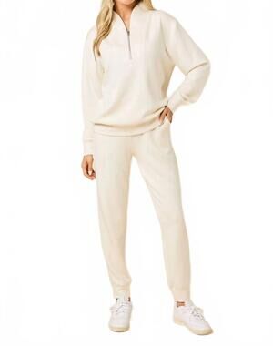 NEW SOFTIES dreamtech 1/4 zip jogger set in almond
